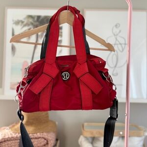 Lululemon Mini Barrel Duffle Bag, Red with Black Strap